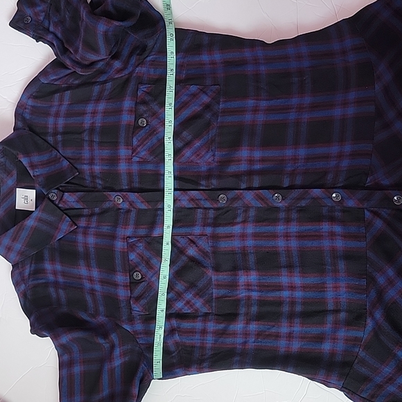 CABI Moody Plaid Button Up Flowy Peplum Tunic Shirt/M. - Picture 4 of 12